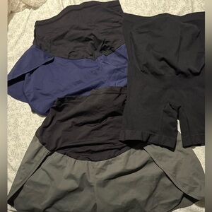 Maternity Athletic Shorts Set - Black, Blue, Gray